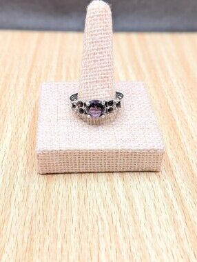 Purple Round Cut Cluster Ring